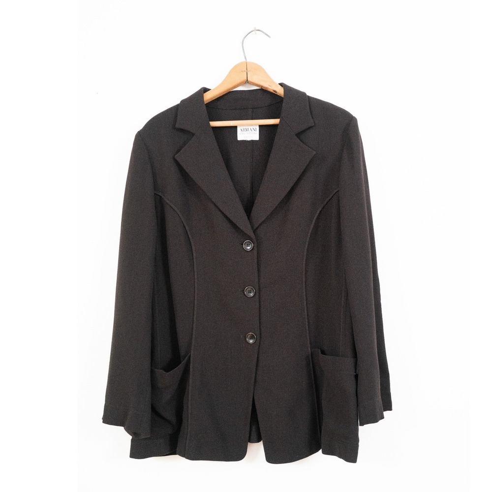 Early 00's Armani Collezioni Blazer Dark Brown Virgin Wool - L/XL